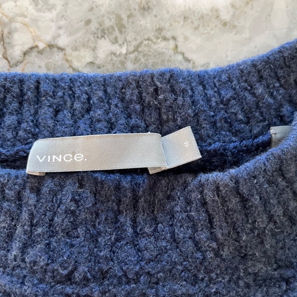 Vince Wool Cashmere Sweater Ribbed Knit Round Mock Neck Small Relaxed Fit - Picture 2 of 3